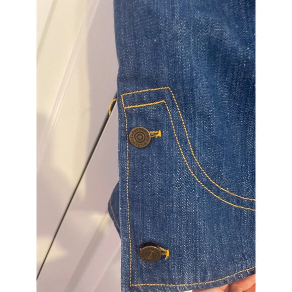 Vintage DenimWorks Womens Blue Denim Button-Up Jacket With Wide Collar & Contras - Picture 10 of 12